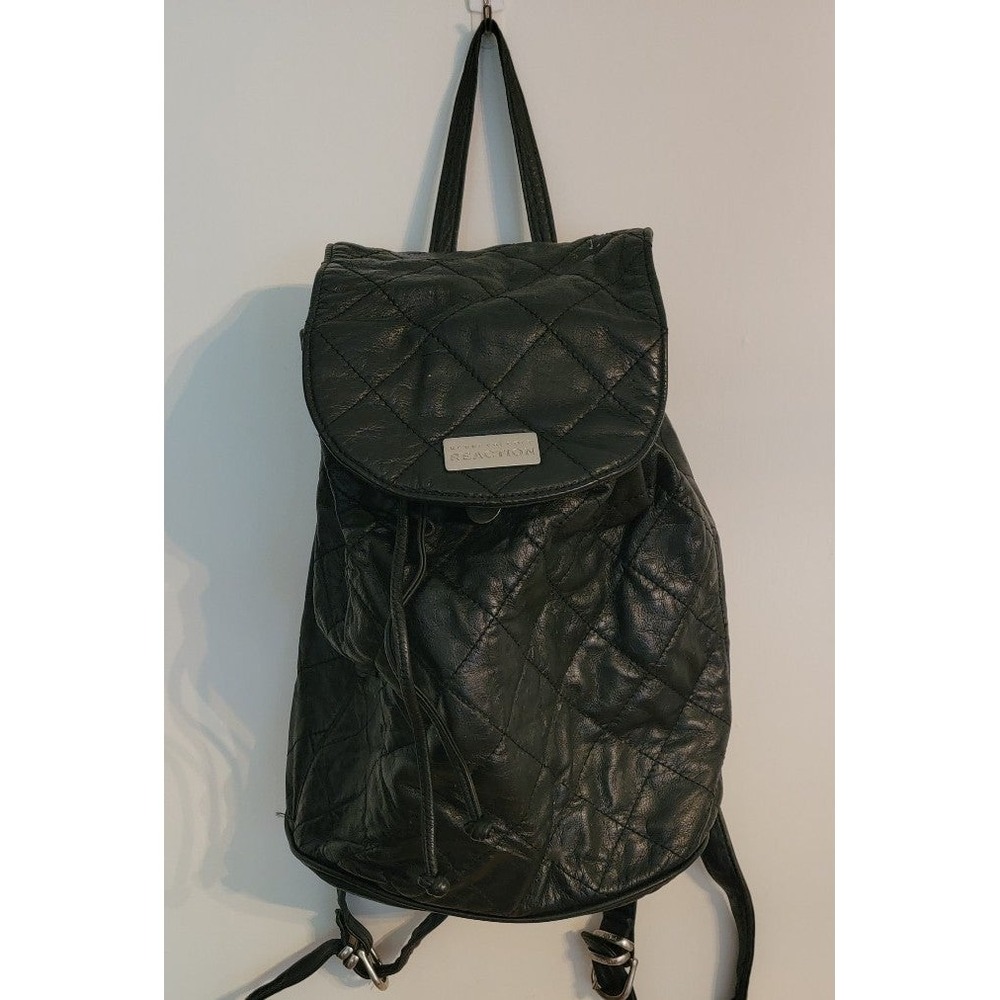 Kenneth Cole Reaction Black quilted leather Backpack Shoulder Bag